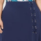 JM Collection Women's Lace up a Line Skirt Blue Size 3X