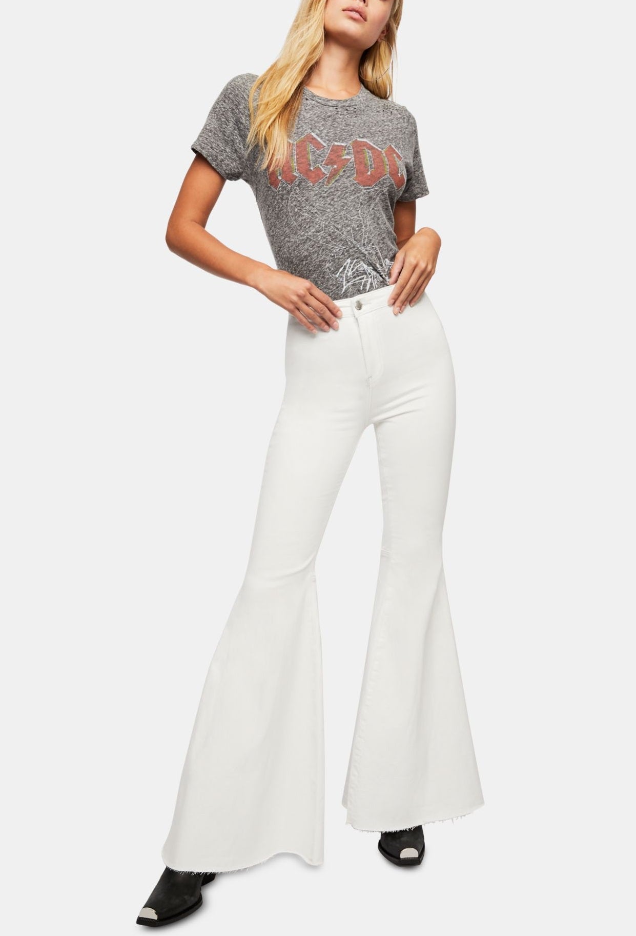 Free People Women's Just Float On High Waist Flare Leg Pants White Size 30