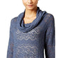 Style & Co Women's Cowl Neck Printed Sweater Blue Size XX-Large