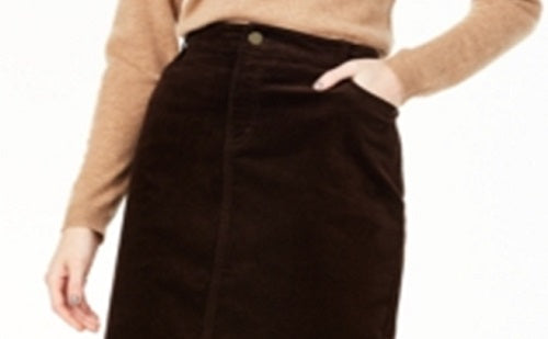 Charter Club Women's Corduroy Tummy Control Skirt Brown Size 10