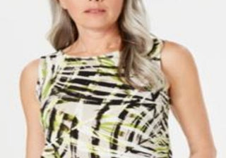 Kasper Women's Sleeveless Printed Top Green Size L