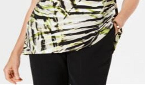 Kasper Women's Sleeveless Printed Top Green Size L