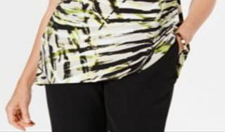 Kasper Women's Sleeveless Printed Top Green Size L