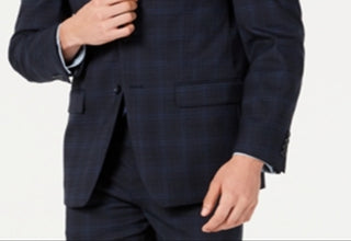 Calvin Klein Men's X Slim Fit Stretch Plaid Suit Separate Jacket Blue Size 40R