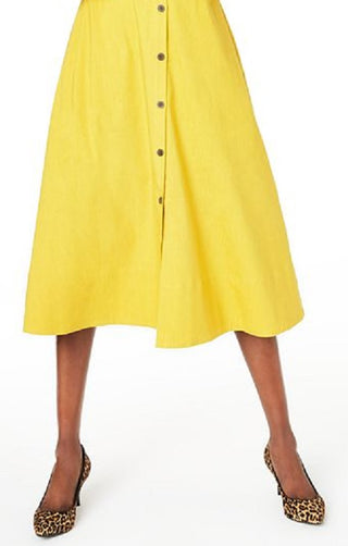 Alfani Women's V Neck Sleeveless Button Down Dress Yellow Size 18