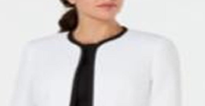 Le Suit Women's Piped Jacket Dress Suit White Size 4