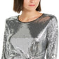 INC International Concepts Women's Twisted Sequined Top Silver Size X-Small