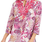 Charter Club Women's Embroidered Trim Printed Tunic Pink Size S