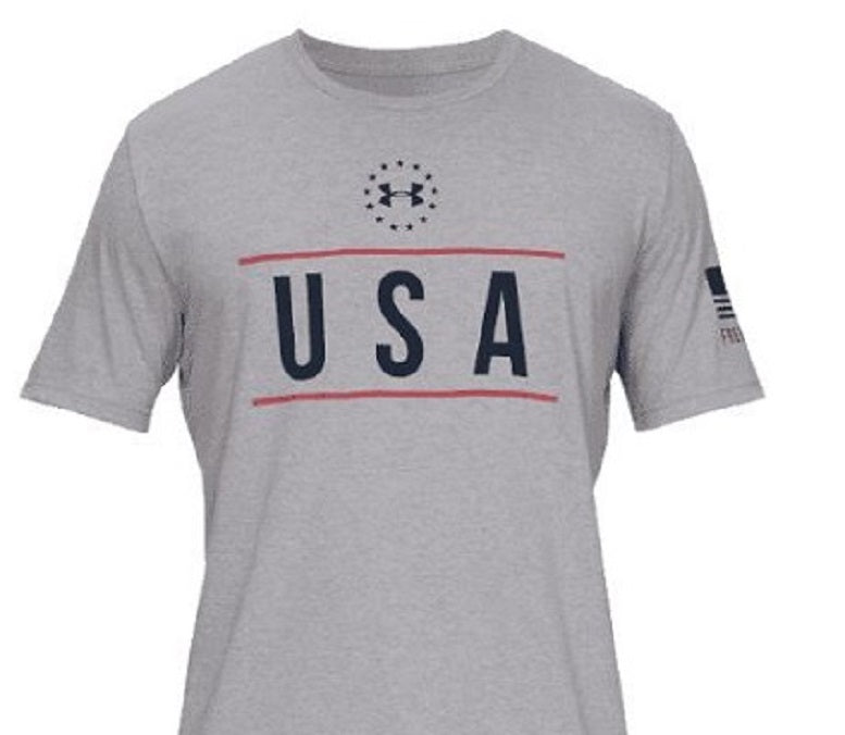 Under Armour Men's Freedom Logo Graphic T-Shirt Gray Size X-Large