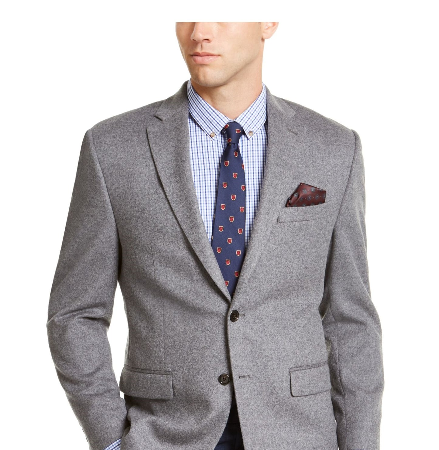 Ralph Lauren Men's Button Down Wool Blend Coat Gray Size 42