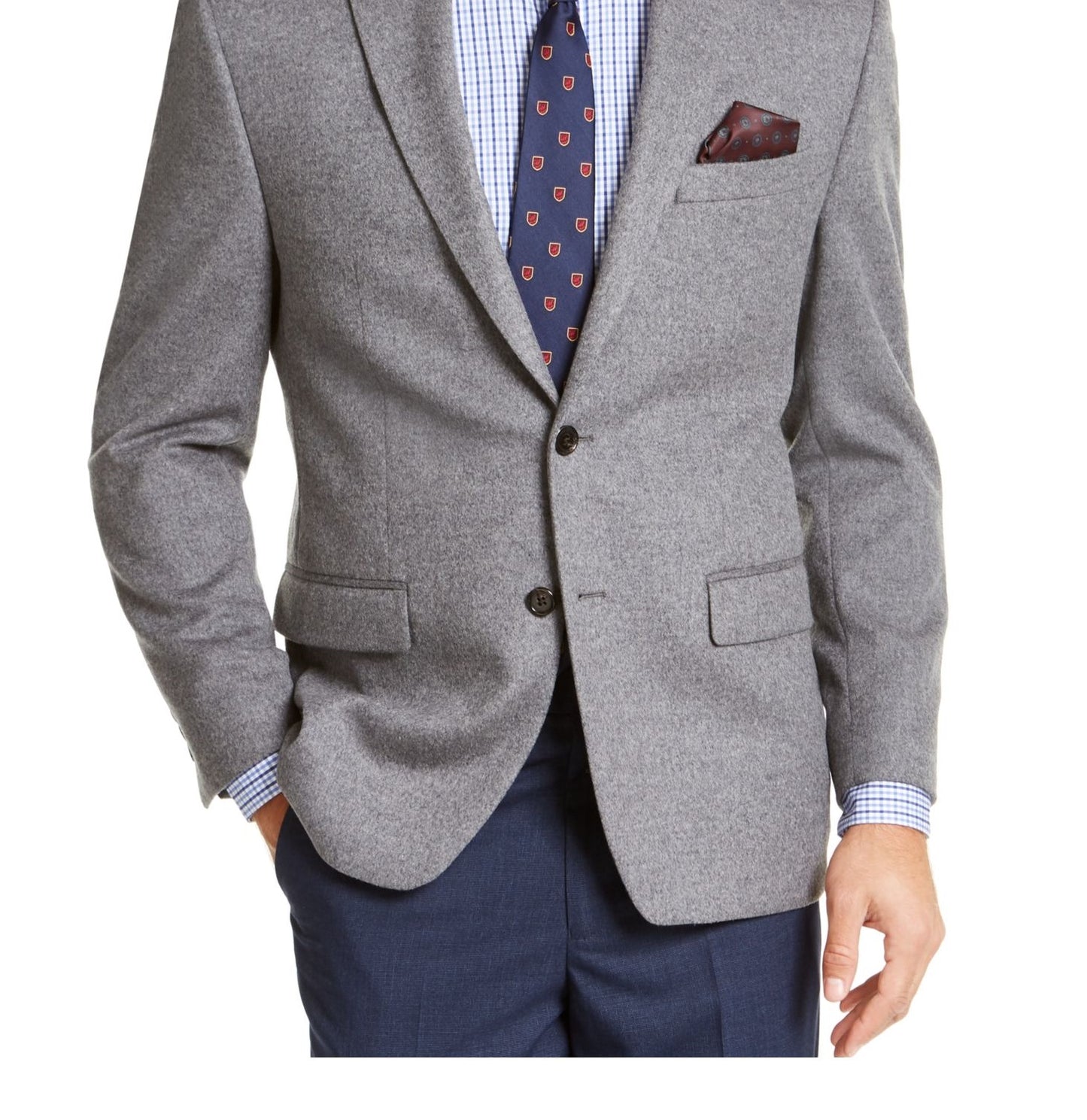 Ralph Lauren Men's Button Down Wool Blend Coat Gray Size 42