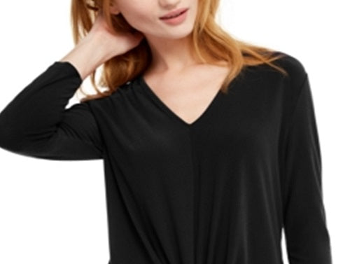 INC International Concepts Women's Twisted Top  Black Size Large