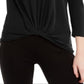 INC International Concepts Women's Twisted Top  Black Size Large
