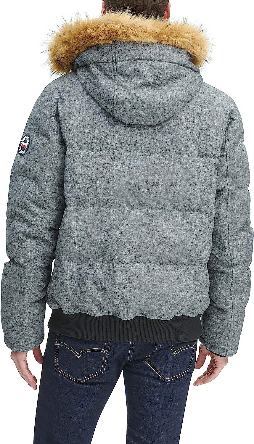 Tommy Hilfiger Men's Long Parka With Faux Fur Hood Gray Size Size Large