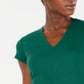 INC International Concepts Women's Short Sleeve Ribbed V Neck Top Green Size Large