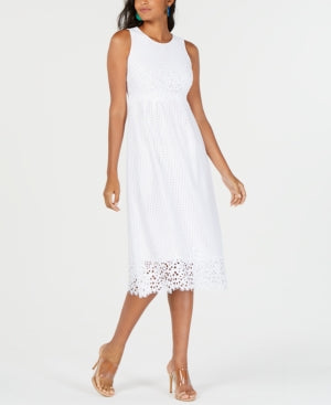 Alfani Women's Petite Lace MIDI Dress White Size 10