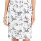 Charter Club Women's  Architectural-Print Denim Skirt White Size 4