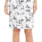 Charter Club Women's  Architectural-Print Denim Skirt White Size 4