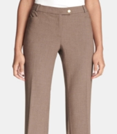 Calvin Klein Women's  Zippered Pocketed Straight Leg Pants Petites  Brown Size 12 P
