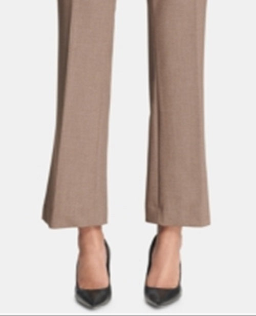 Calvin Klein Women's  Zippered Pocketed Straight Leg Pants Petites  Brown Size 12 P