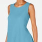 Alfani Women's Textured Asymmetrical Hem Sleeveless Scoop Neck Hi Lo Top Blue Size Large