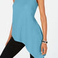 Alfani Women's Textured Asymmetrical Hem Sleeveless Scoop Neck Hi Lo Top Blue Size Large