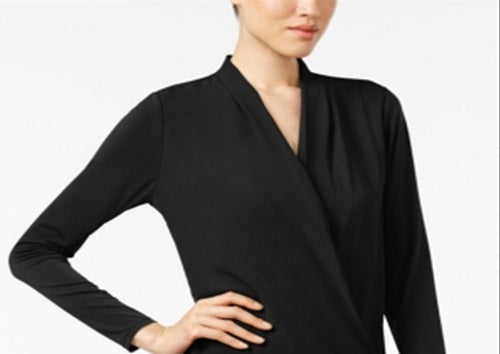Alfani Women's Ls Knit Blouse Black Size Large