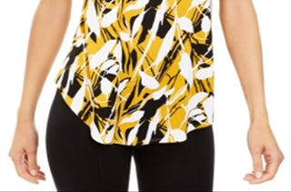 Alfani Women's Printed T-Shirt Yellow Size Medium