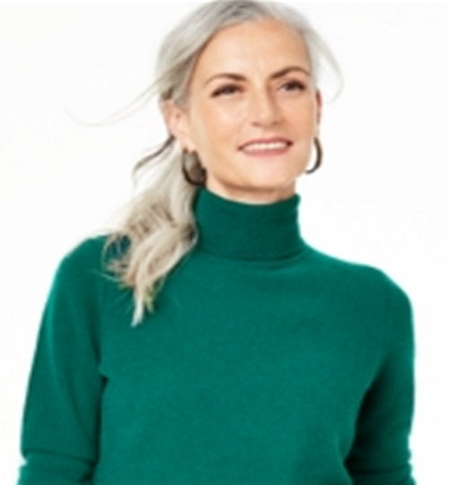 Charter Club Women's Cashmere Turtleneck Sweater Green Size X-Small