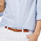 Tommy Hilfiger Women's Cornflower Cornell Stripe Roll Tab Button Down Shirt Blue Size Small