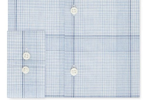 Michael Kors Men's Classic/Regular Fit Non Iron Airsoft Performance Stretch Plaid Dress Shirt Blue Size M