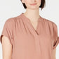 Charter Club Women's Split Neck Top Brown Size Medium