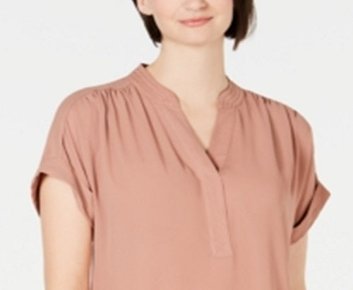 Charter Club Women's Split Neck Top Brown Size Medium
