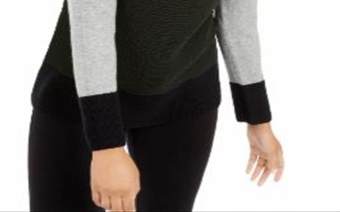 Alfani Women's Colorblocked Sweater Gray Size Small
