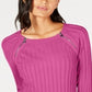 INC International Concepts Women's Shoulder Zip Pullover Sweater Pink Size X-Small