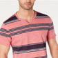 INC International Concepts Men's Stripe Split Neck T-Shirt Pink Size X-Small