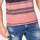 INC International Concepts Men's Stripe Split Neck T-Shirt Pink Size X-Small