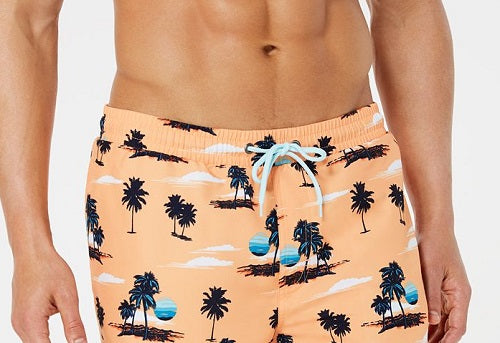 Club Room Men's Sunset Quick Dry Swim Trunks Orange Size Small