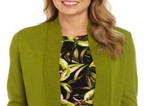 Kasper Women's Long Sleeve Open Cardigan Sweater Green Size Medium