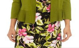 Kasper Women's Long Sleeve Open Cardigan Sweater Green Size Medium