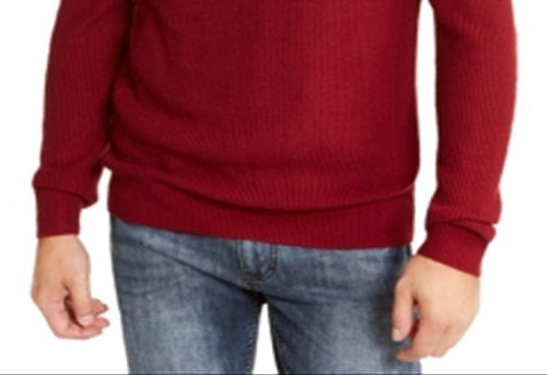 INC International Concepts Men's Sweater Crewneck Textured Knit Solid Pullover Red Size XX-Large