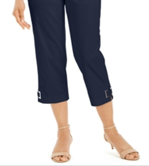 JM Collection Women's Grommet TrimCapri Pants Blue Size XX-Large