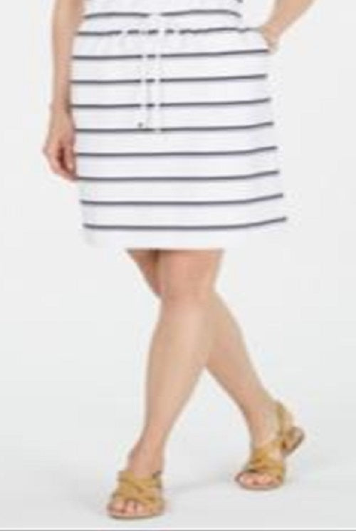 Charter Club Women's Striped Terry Drawstring Dress White Size Petite XL