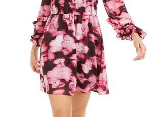 Bar III Women's Smocked Off the Shoulder Mini Dress Red Size XX-Large