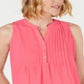 Charter Club Women's Sleeveless Pintuck Blouse Pink Size Large