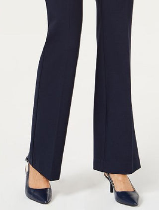 Alfani Women's Faux Leather Trim Wide Leg Trousers Blue Size 20X4