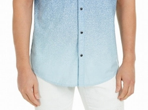 INC International Concepts Men's Ombre Printed Dual Pocket Button up Shirt Blue Size XX-Large