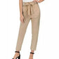 Maison Jules Women's Pleated Front Cropped Paperbag Pants Brown Size XX-Large