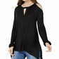 INC International Concepts Women's Teal Cold Shoulder Long Sleeve Scoop Neck Top Black Size X-Large