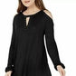 INC International Concepts Women's Teal Cold Shoulder Long Sleeve Scoop Neck Top Black Size X-Large